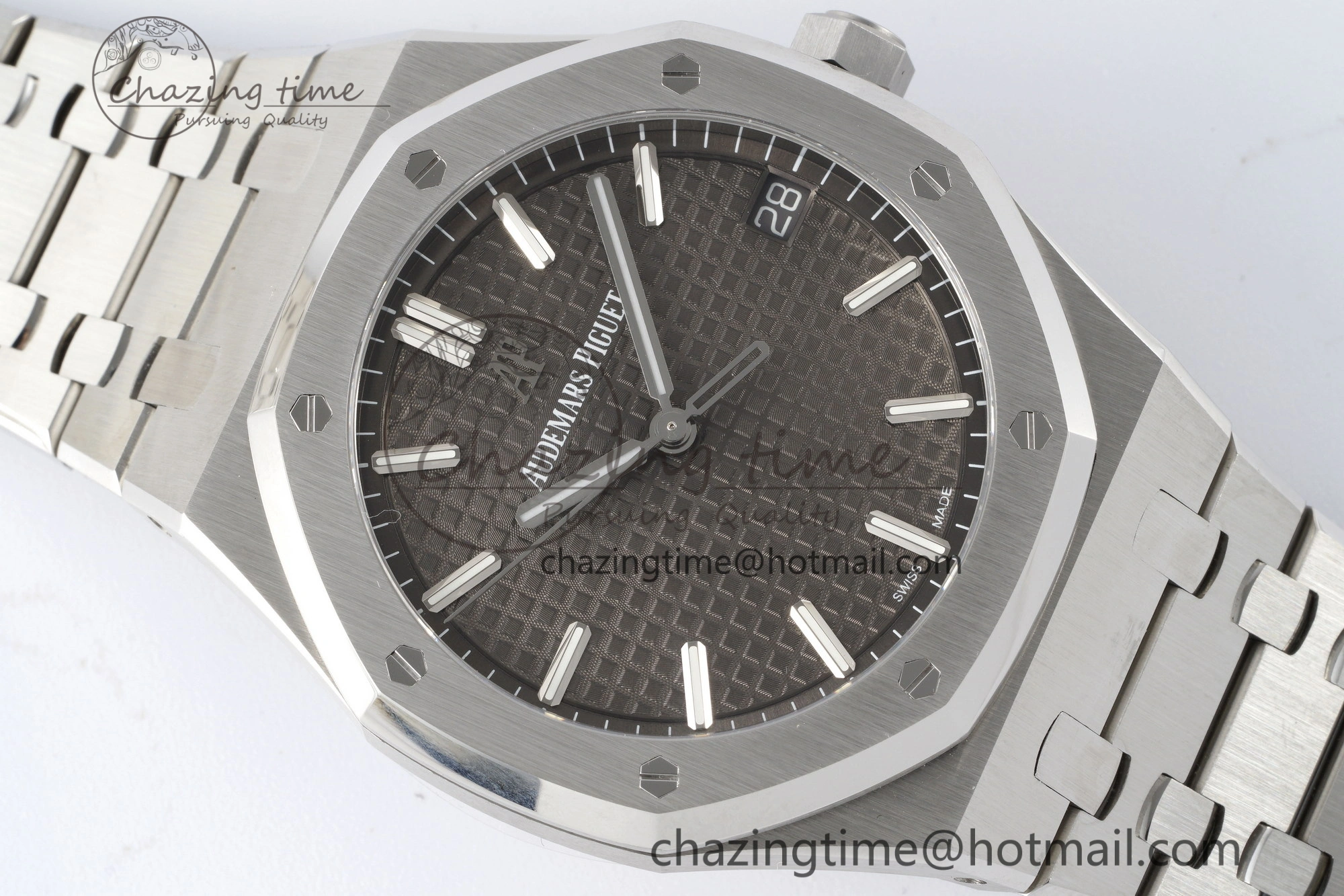 Bright Royal Oak 41mm 15500 SS ZF 1:1 Best Edition Gray Textured Dial on SS Bracelet A4302 Super Clone V 4709