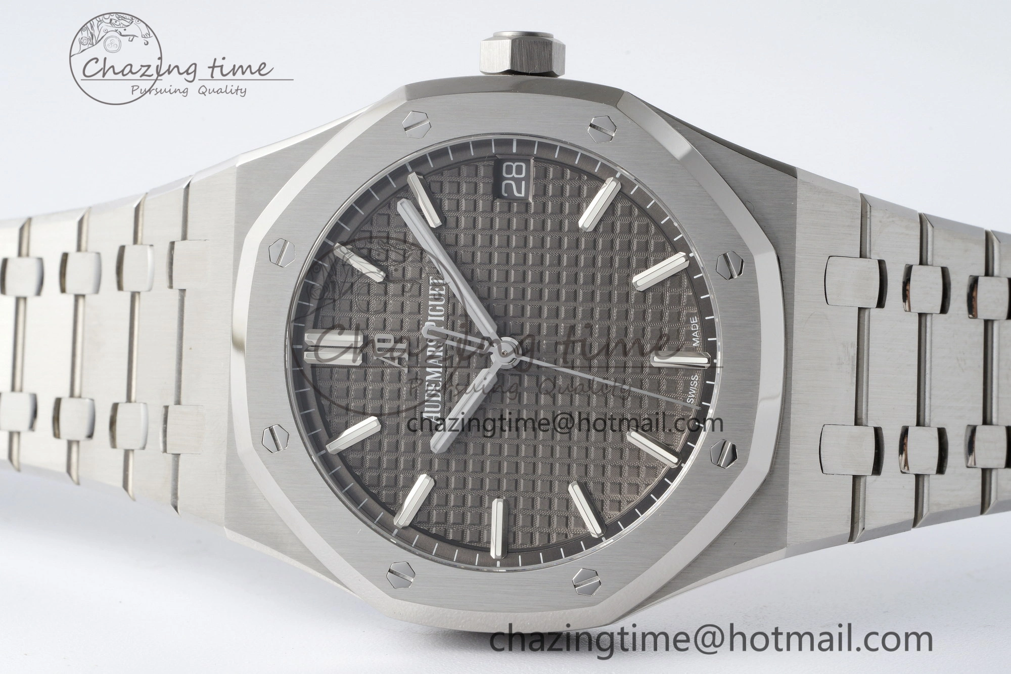 Bright Royal Oak 41mm 15500 SS ZF 1:1 Best Edition Gray Textured Dial on SS Bracelet A4302 Super Clone V 4709