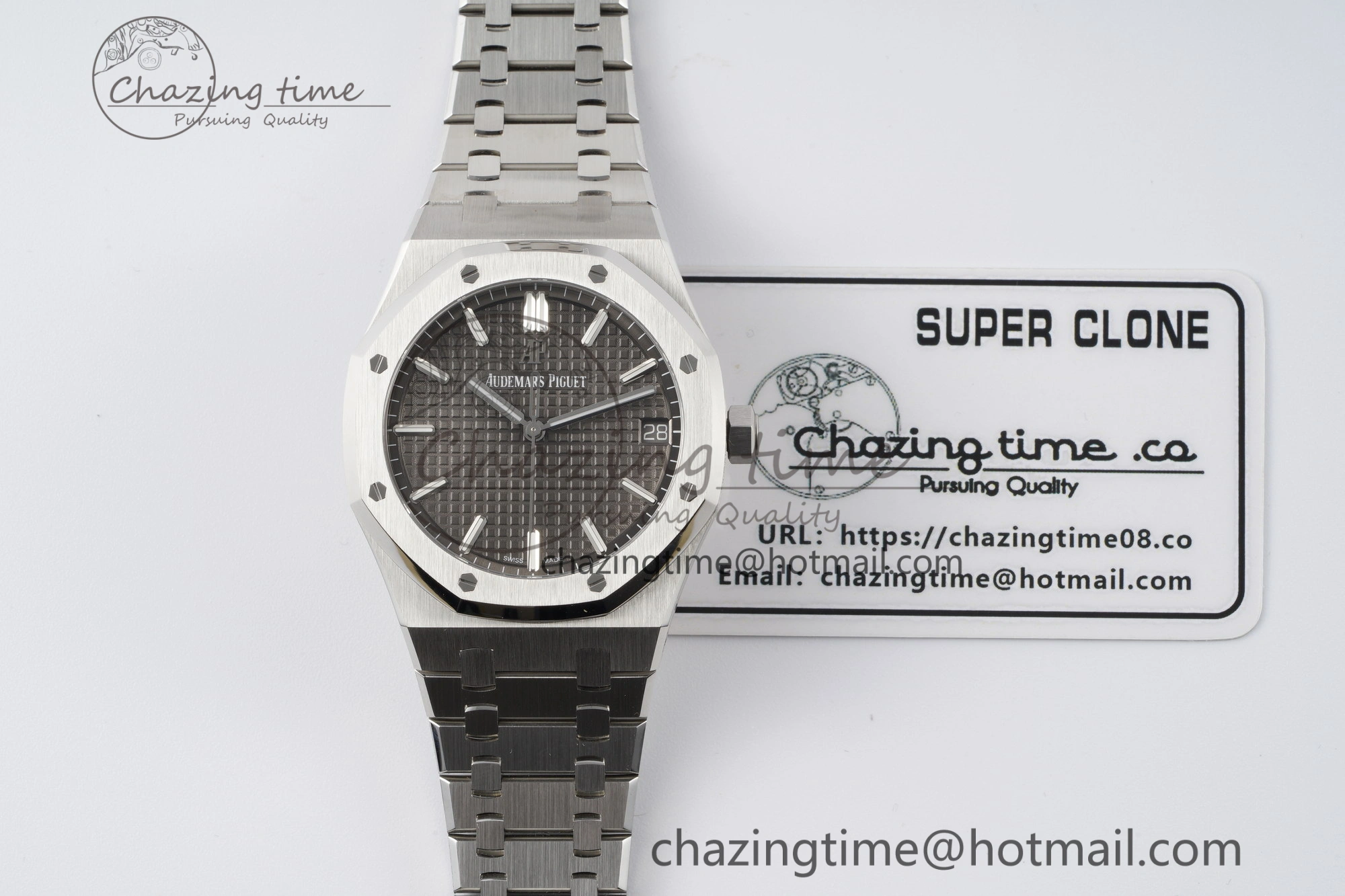 Bright Royal Oak 41mm 15500 SS ZF 1:1 Best Edition Gray Textured Dial on SS Bracelet A4302 Super Clone V 4709