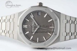 AllSeason Royal Oak 41mm 15500 SS ZF 1:1 Best Edition Gray Textured Dial on SS Bracelet A4302 Super Clone 4737