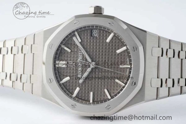 AllSeason Royal Oak 41mm 15500 SS ZF 1:1 Best Edition Gray Textured Dial on SS Bracelet A4302 Super Clone 4737