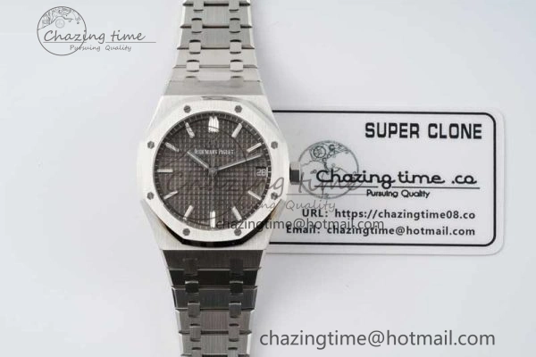 AllSeason Royal Oak 41mm 15500 SS ZF 1:1 Best Edition Gray Textured Dial on SS Bracelet A4302 Super Clone 4737