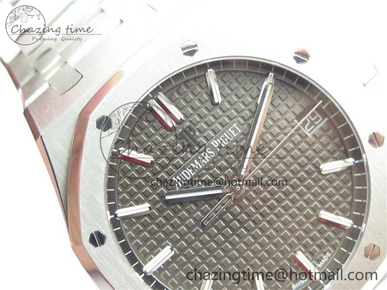 Royal Oak 41mm 15500 SS ZF 1:1 Best Edition Gray Textured Dial on SS Bracelet A4302 V2 (Free Box) Modern 4827