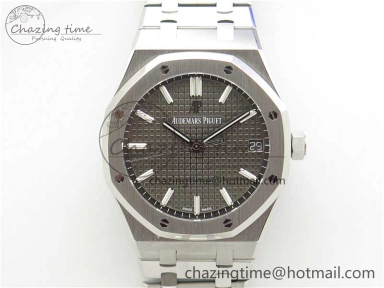 Royal Oak 41mm 15500 SS ZF 1:1 Best Edition Gray Textured Dial on SS Bracelet A4302 V2 (Free Box) Modern 4827