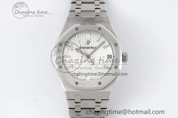 Reliable Royal Oak 41mm 15500 SS ZF 1:1 Best Edition White Textured Dial on SS Bracelet A4302 Super Clone V 4710