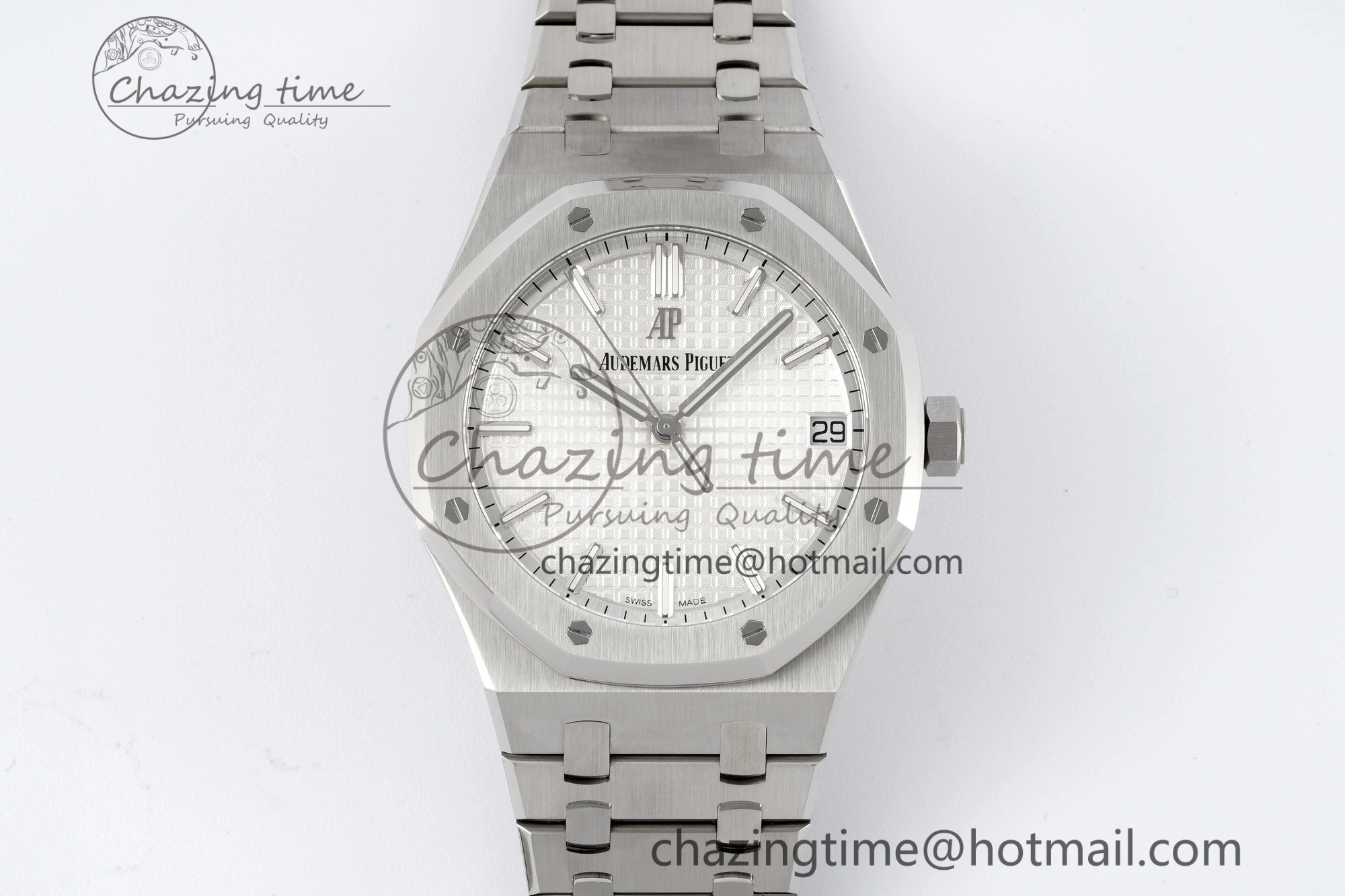 Reliable Royal Oak 41mm 15500 SS ZF 1:1 Best Edition White Textured Dial on SS Bracelet A4302 Super Clone V 4710