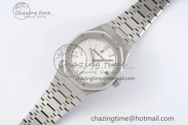 Reliable Royal Oak 41mm 15500 SS ZF 1:1 Best Edition White Textured Dial on SS Bracelet A4302 Super Clone V 4710