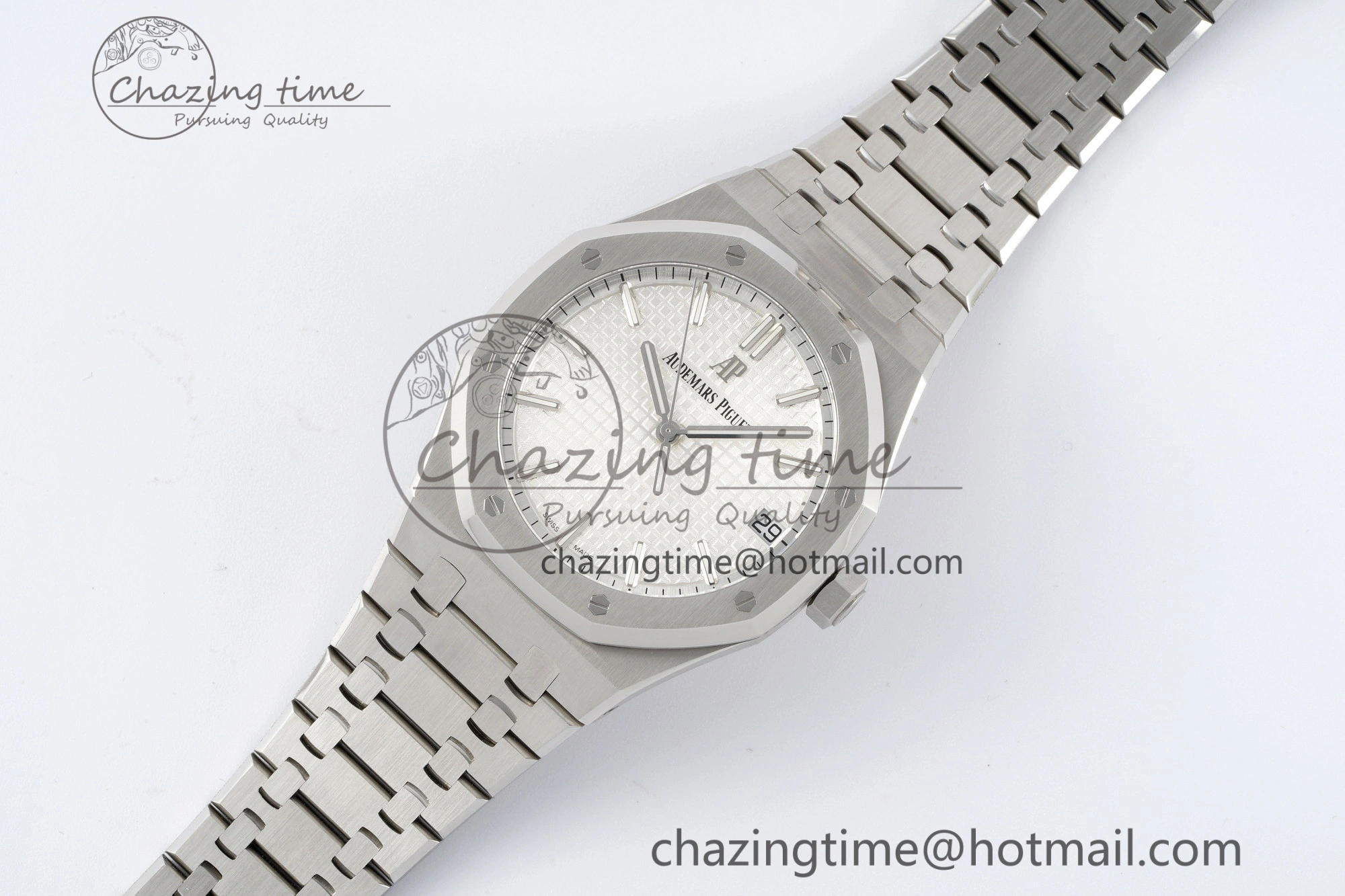 Reliable Royal Oak 41mm 15500 SS ZF 1:1 Best Edition White Textured Dial on SS Bracelet A4302 Super Clone V 4710