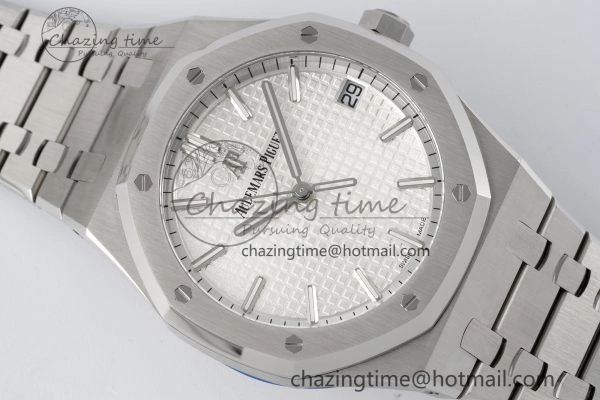 Reliable Royal Oak 41mm 15500 SS ZF 1:1 Best Edition White Textured Dial on SS Bracelet A4302 Super Clone V 4710
