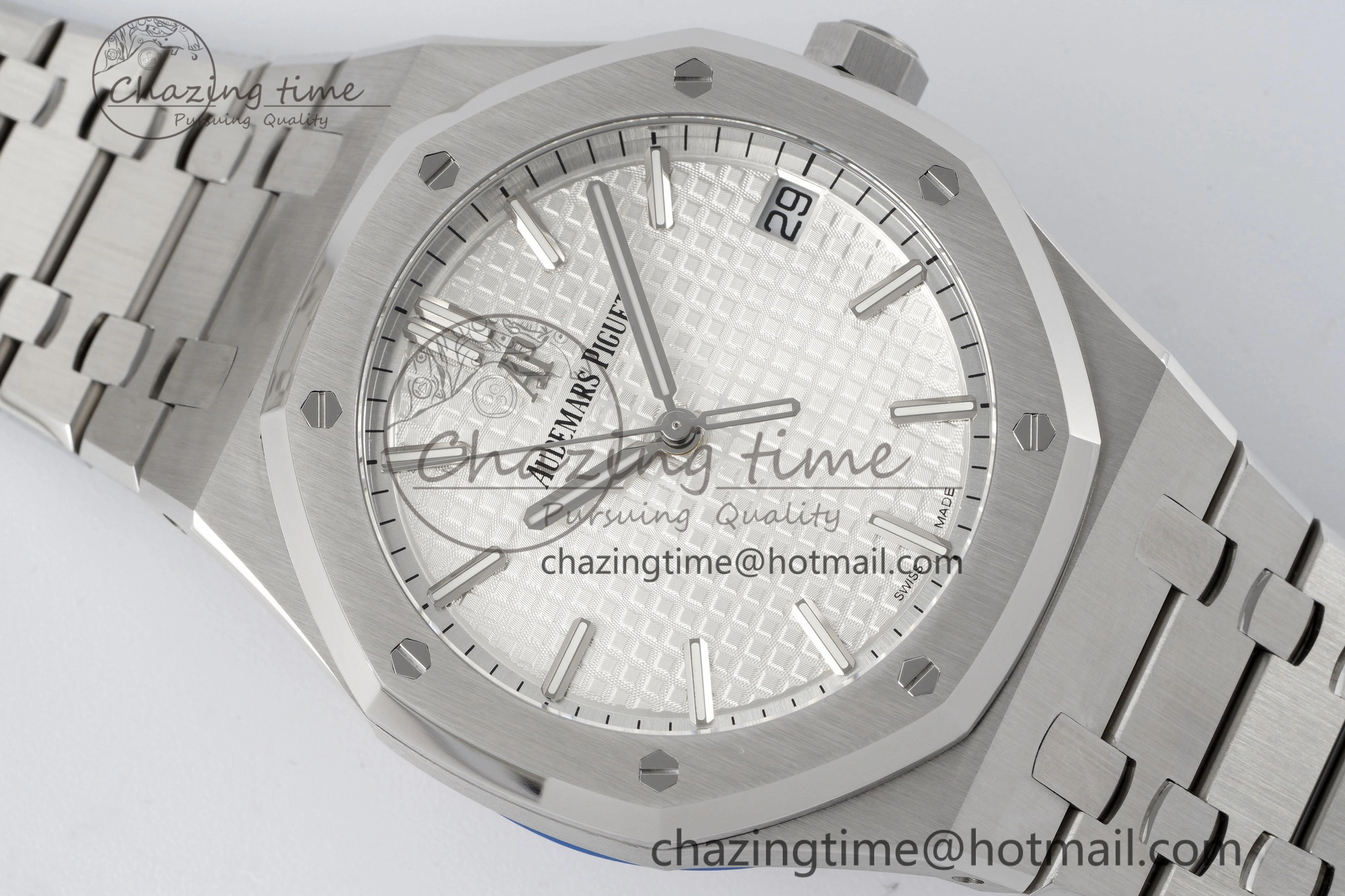 Reliable Royal Oak 41mm 15500 SS ZF 1:1 Best Edition White Textured Dial on SS Bracelet A4302 Super Clone V 4710