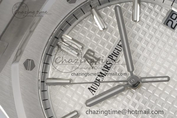 Reliable Royal Oak 41mm 15500 SS ZF 1:1 Best Edition White Textured Dial on SS Bracelet A4302 Super Clone V 4710