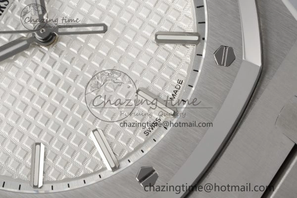 Reliable Royal Oak 41mm 15500 SS ZF 1:1 Best Edition White Textured Dial on SS Bracelet A4302 Super Clone V 4710