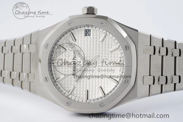 Reliable Royal Oak 41mm 15500 SS ZF 1:1 Best Edition White Textured Dial on SS Bracelet A4302 Super Clone V 4710