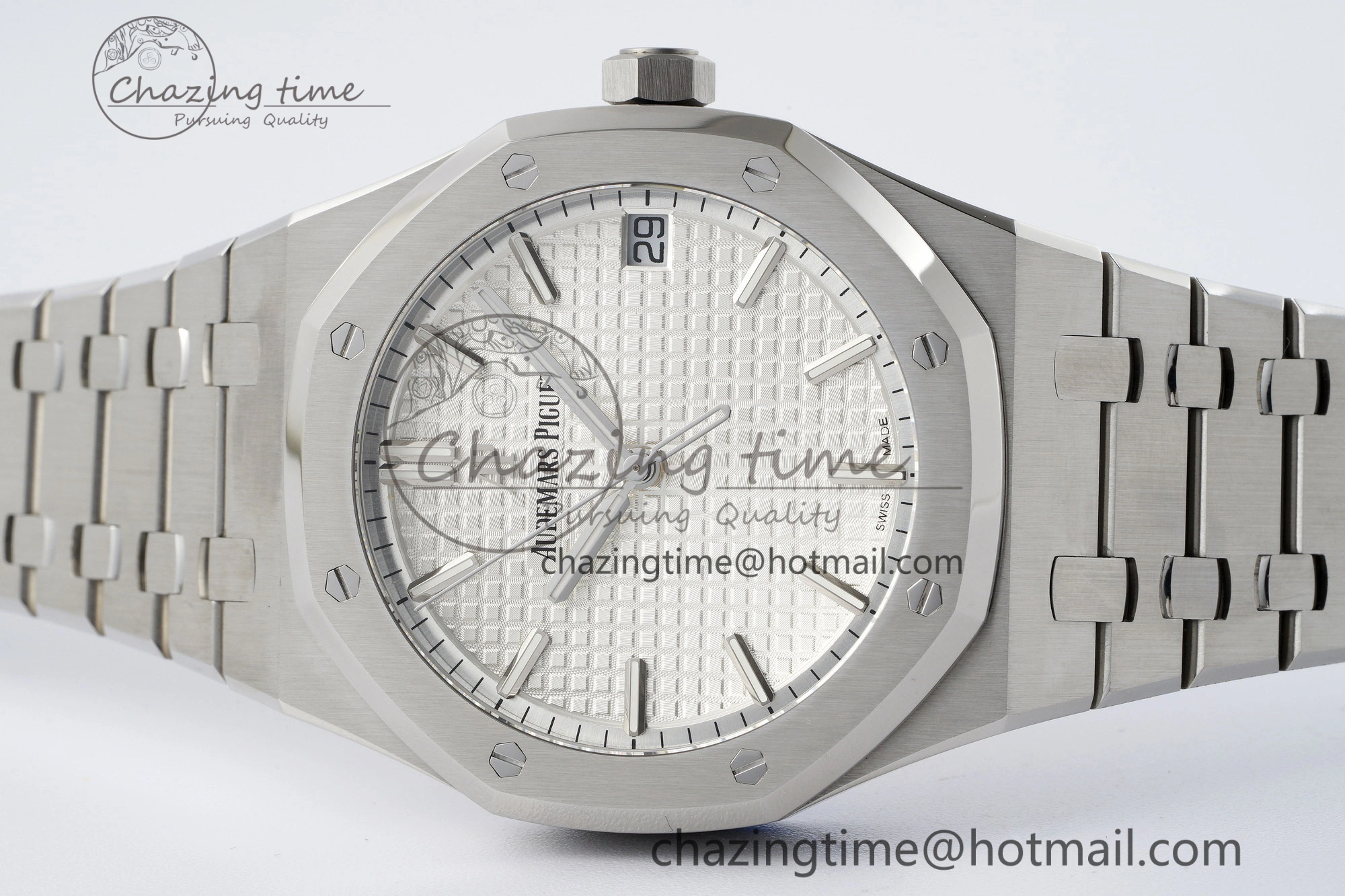 Reliable Royal Oak 41mm 15500 SS ZF 1:1 Best Edition White Textured Dial on SS Bracelet A4302 Super Clone V 4710