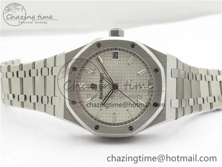 Royal Oak 41mm 15500 SS ZF 1:1 Best Edition White Textured Dial on SS Bracelet A4302 V2 (Free Box) Supportive 4832