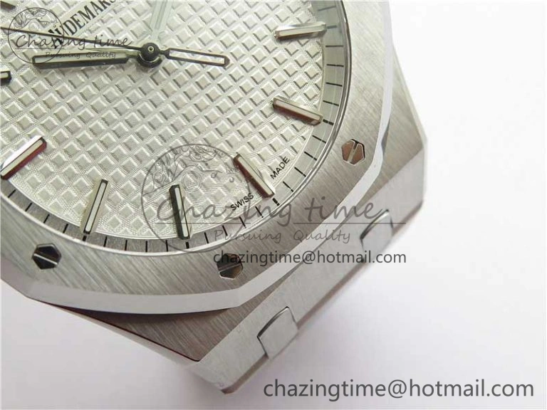 Royal Oak 41mm 15500 SS ZF 1:1 Best Edition White Textured Dial on SS Bracelet A4302 V2 (Free Box) Supportive 4832