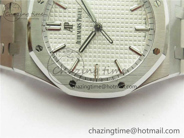 Royal Oak 41mm 15500 SS ZF 1:1 Best Edition White Textured Dial on SS Bracelet A4302 V2 (Free Box) Supportive 4832