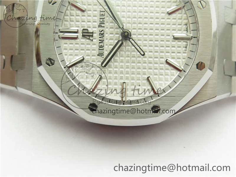 Royal Oak 41mm 15500 SS ZF 1:1 Best Edition White Textured Dial on SS Bracelet A4302 V2 (Free Box) Supportive 4832