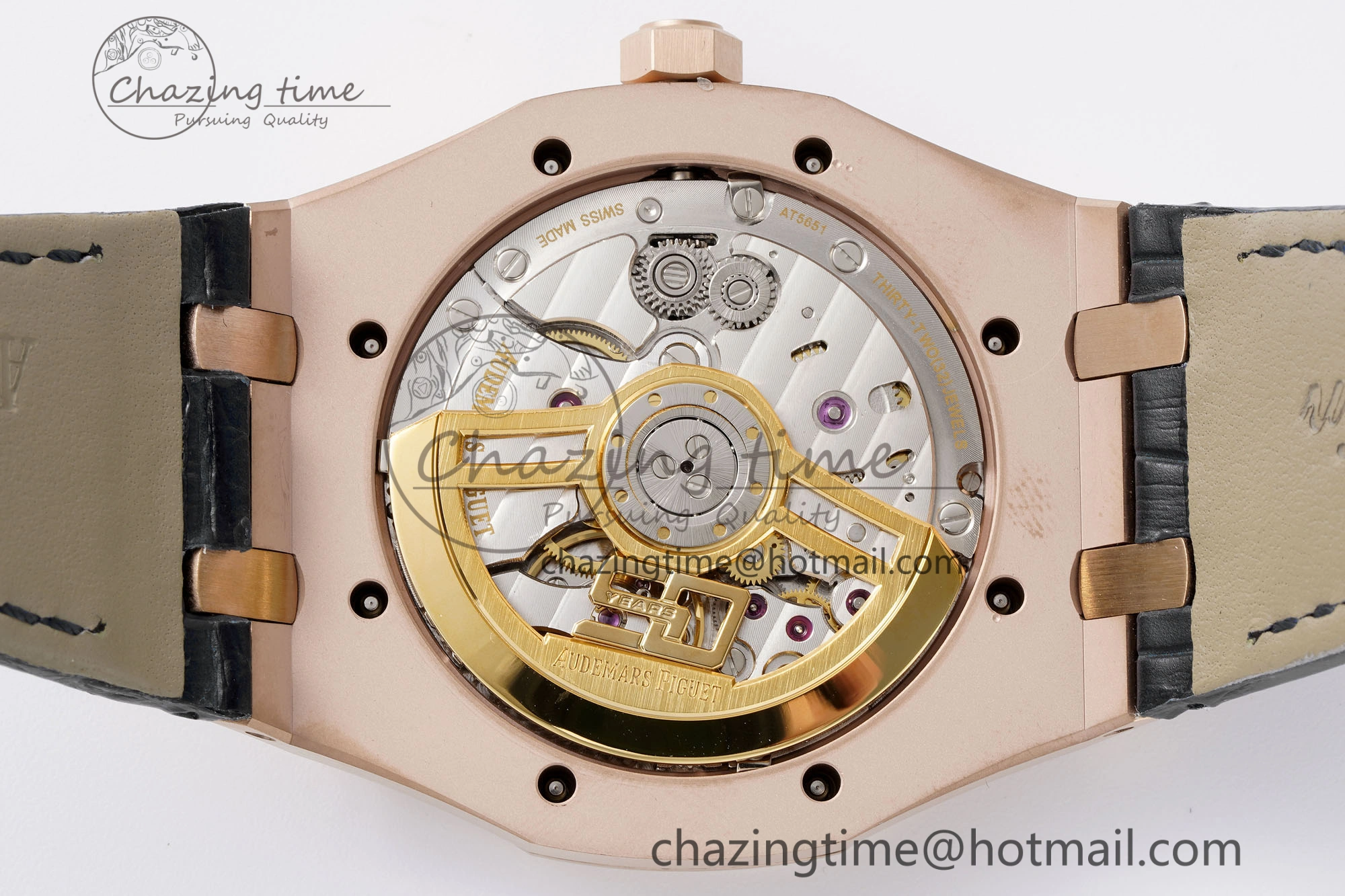 Unisex Royal Oak 41mm 15510 “50th Anniversary” RG APSF 1:1 Best Edition Black Dial on Black Leather Strap SA4302 Super Clone 4589