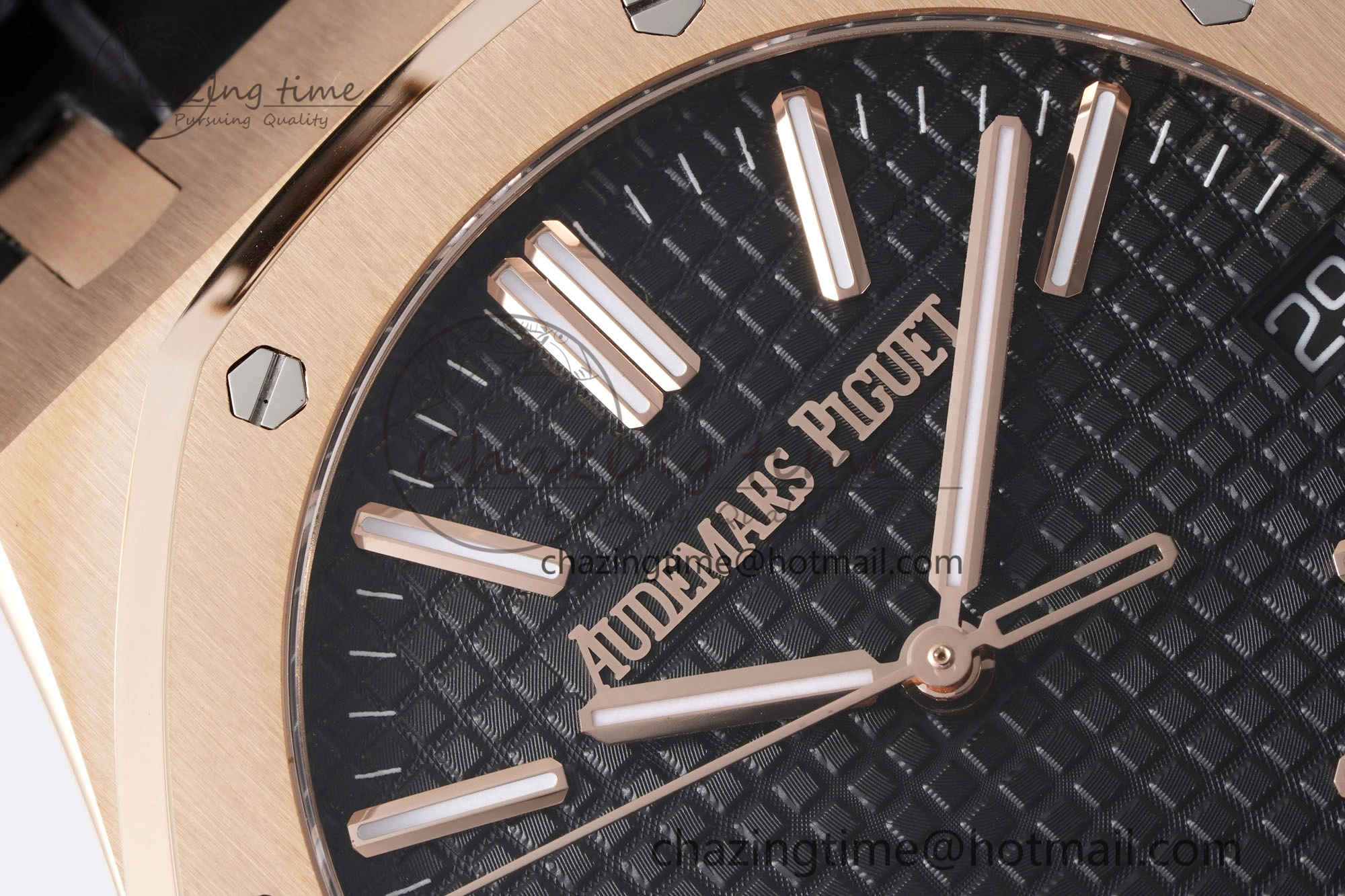 Unisex Royal Oak 41mm 15510 “50th Anniversary” RG APSF 1:1 Best Edition Black Dial on Black Leather Strap SA4302 Super Clone 4589