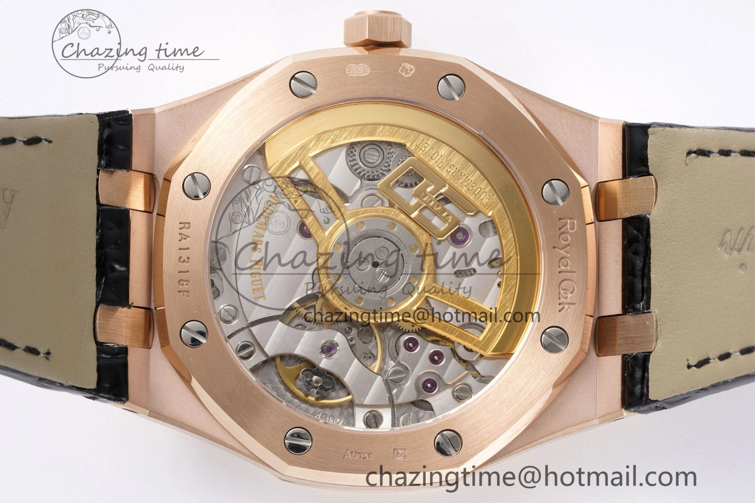 Unisex Royal Oak 41mm 15510 “50th Anniversary” RG APSF 1:1 Best Edition Black Dial on Black Leather Strap SA4302 Super Clone 4589