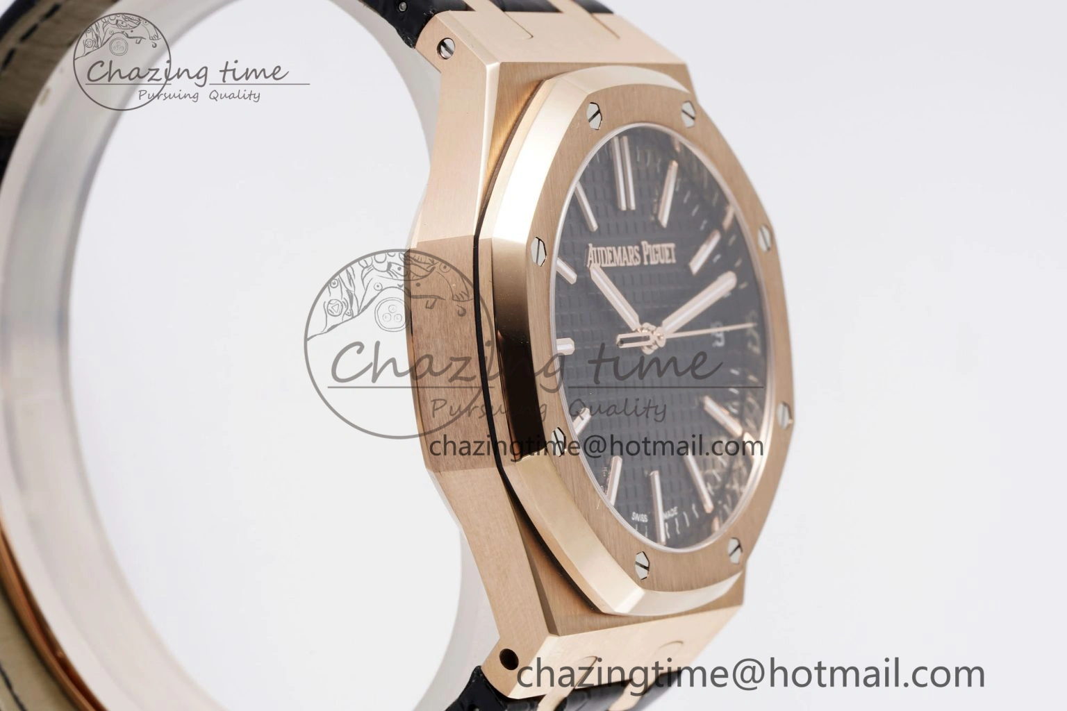 Unisex Royal Oak 41mm 15510 “50th Anniversary” RG APSF 1:1 Best Edition Black Dial on Black Leather Strap SA4302 Super Clone 4589