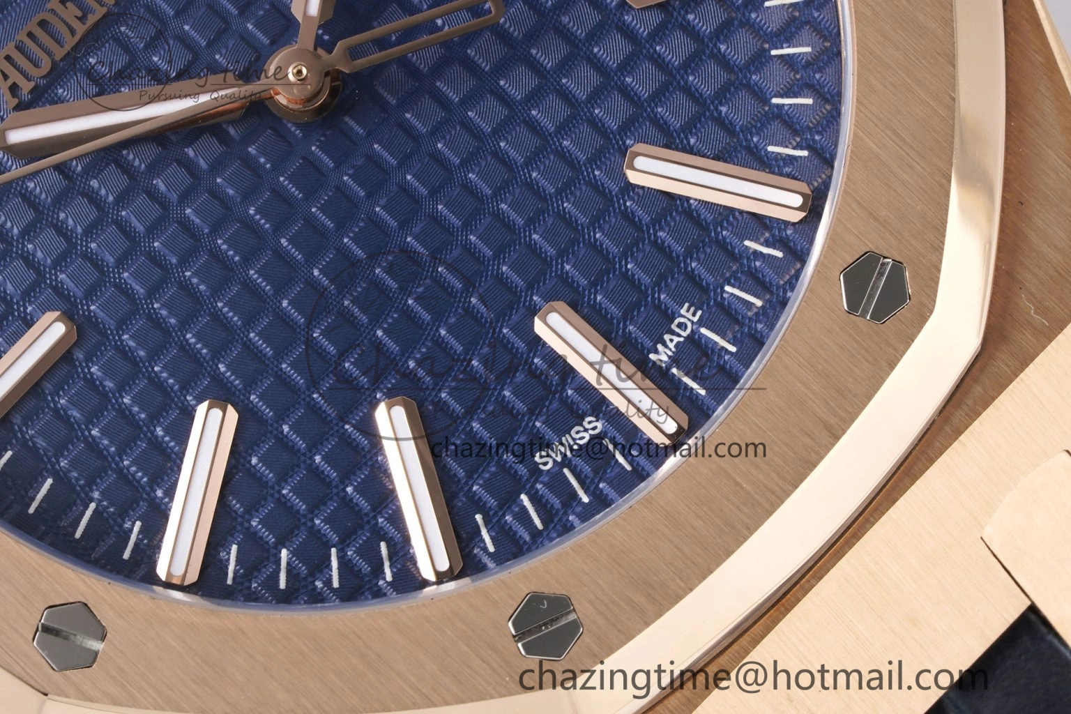 Royal Oak 41mm 15510 “50th Anniversary” RG APSF 1:1 Best Edition Black Dial on Blue Leather Strap SA4302 Super Clone Compact 4592