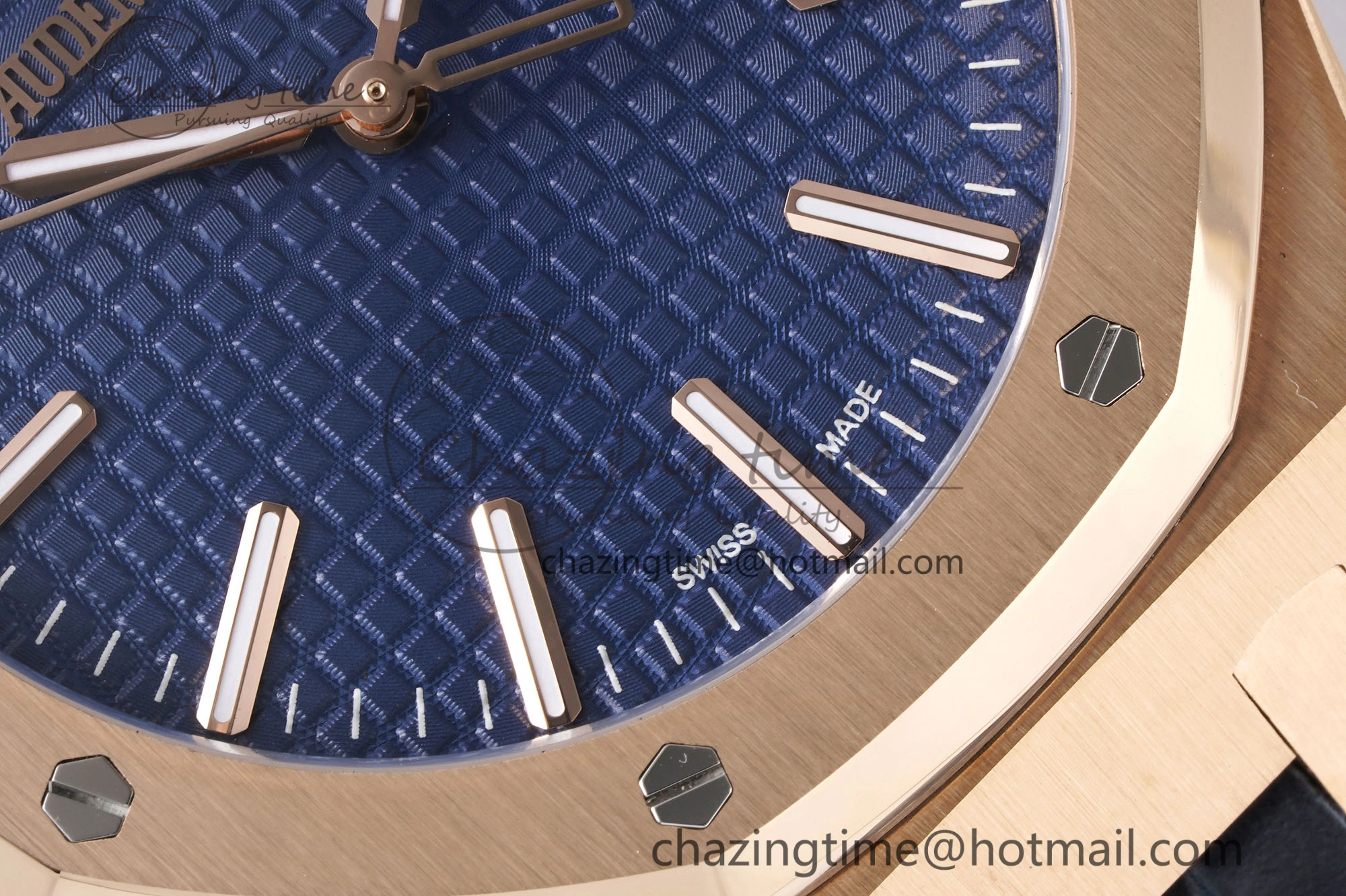 Royal Oak 41mm 15510 “50th Anniversary” RG APSF 1:1 Best Edition Black Dial on Blue Leather Strap SA4302 Super Clone Compact 4592