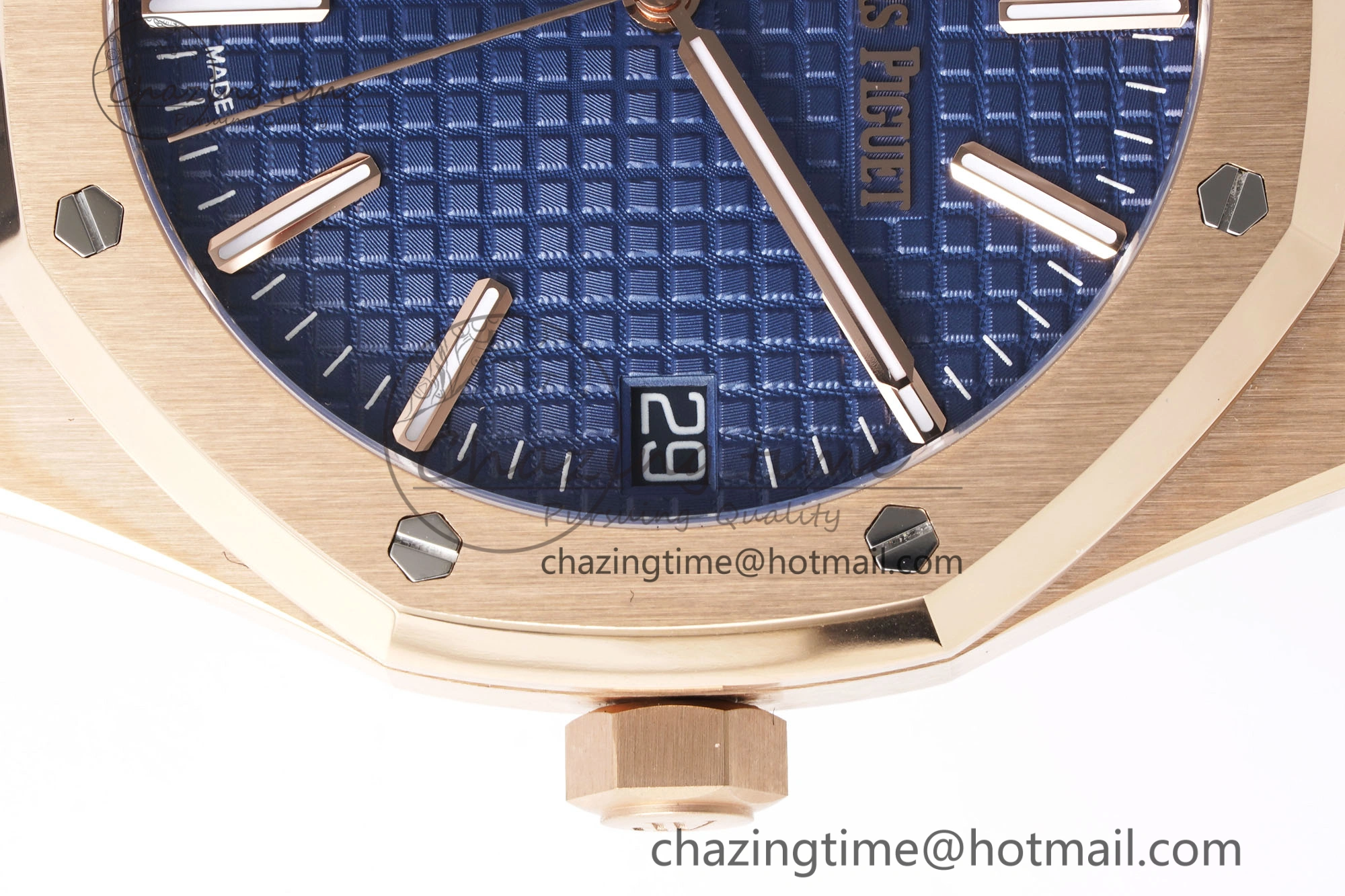 Royal Oak 41mm 15510 “50th Anniversary” RG APSF 1:1 Best Edition Black Dial on Blue Leather Strap SA4302 Super Clone Compact 4592