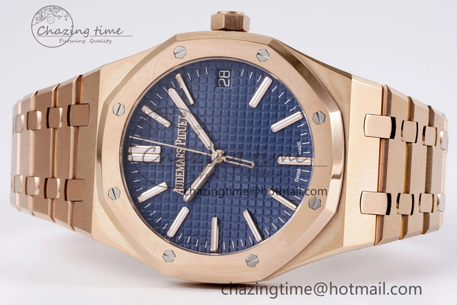 OdorResistant Royal Oak 41mm 15510 “50th Anniversary” RG APSF 1:1 Best Edition Blue Dial on RG Bracelet SA4302 Super Clone 4593