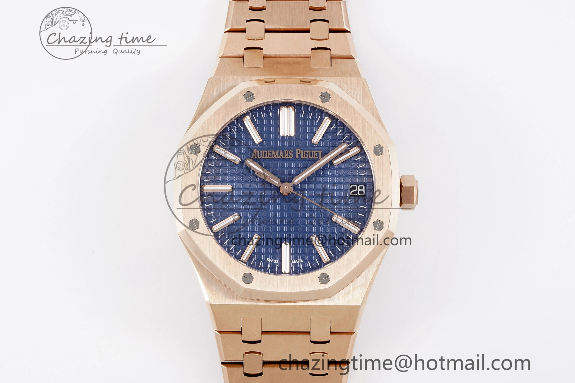 OdorResistant Royal Oak 41mm 15510 “50th Anniversary” RG APSF 1:1 Best Edition Blue Dial on RG Bracelet SA4302 Super Clone 4593