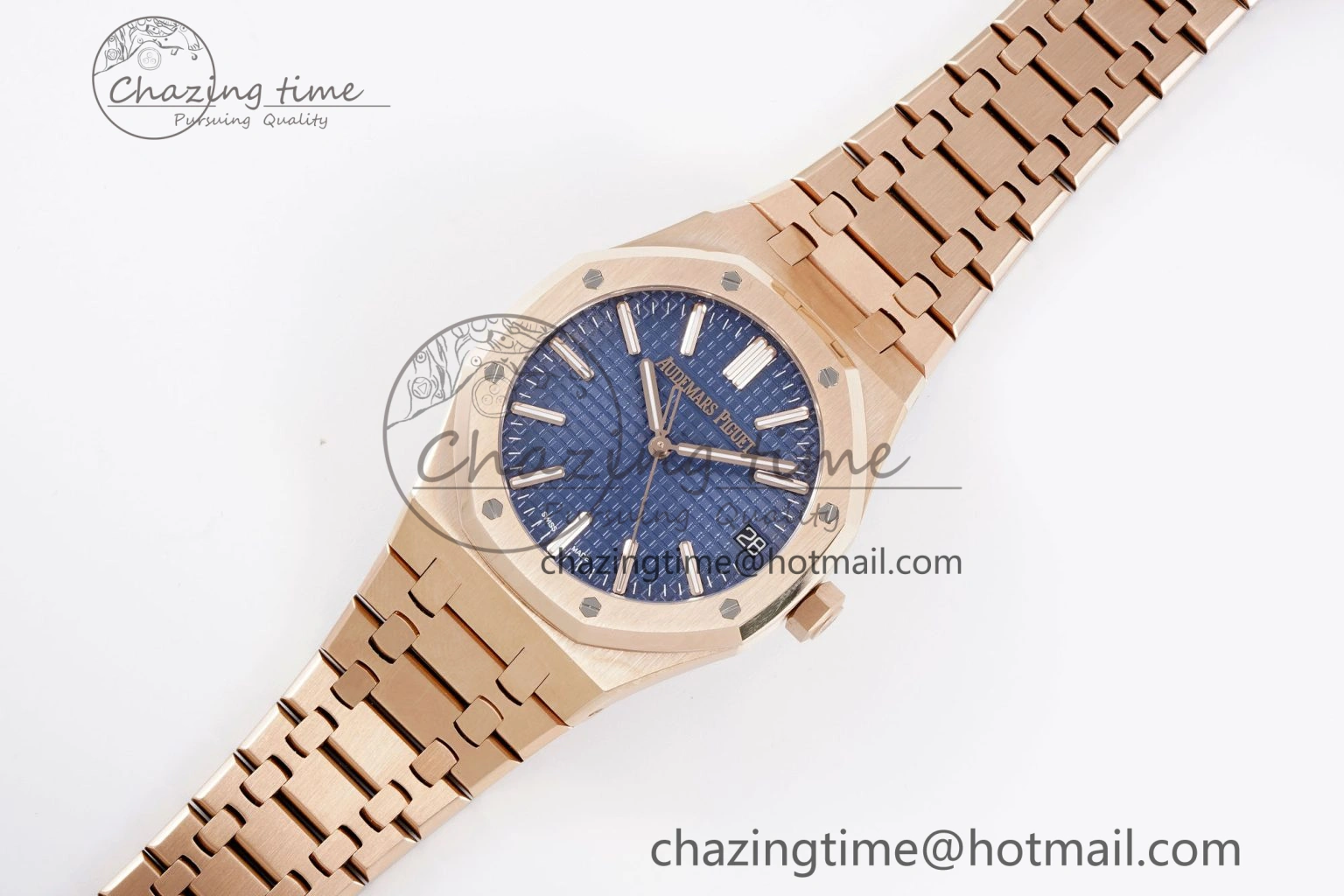 OdorResistant Royal Oak 41mm 15510 “50th Anniversary” RG APSF 1:1 Best Edition Blue Dial on RG Bracelet SA4302 Super Clone 4593