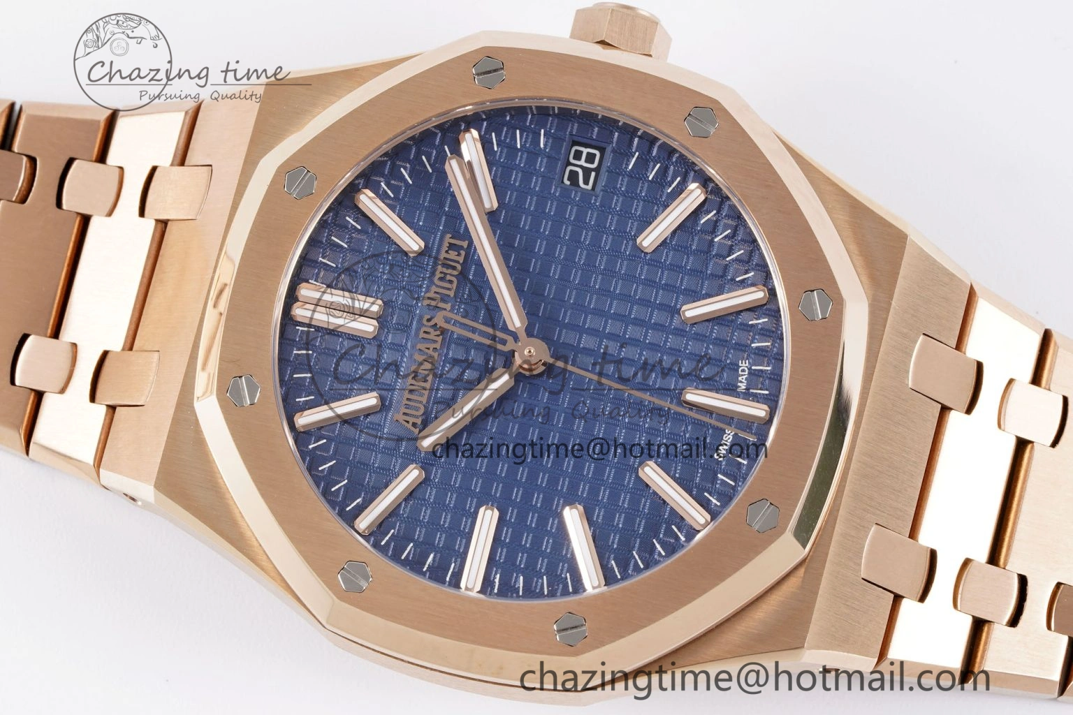 OdorResistant Royal Oak 41mm 15510 “50th Anniversary” RG APSF 1:1 Best Edition Blue Dial on RG Bracelet SA4302 Super Clone 4593