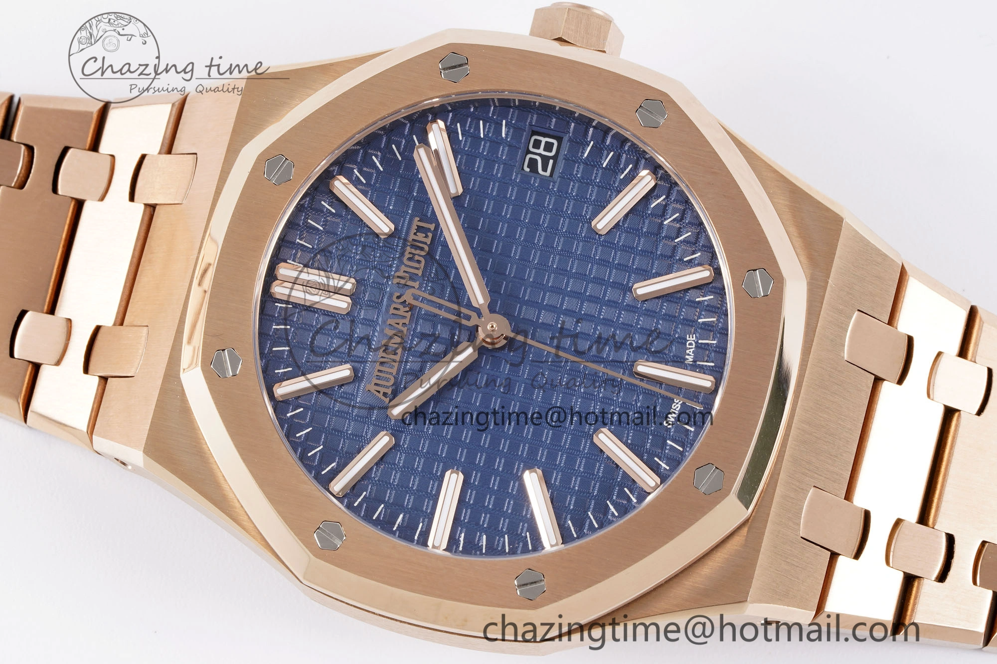 OdorResistant Royal Oak 41mm 15510 “50th Anniversary” RG APSF 1:1 Best Edition Blue Dial on RG Bracelet SA4302 Super Clone 4593
