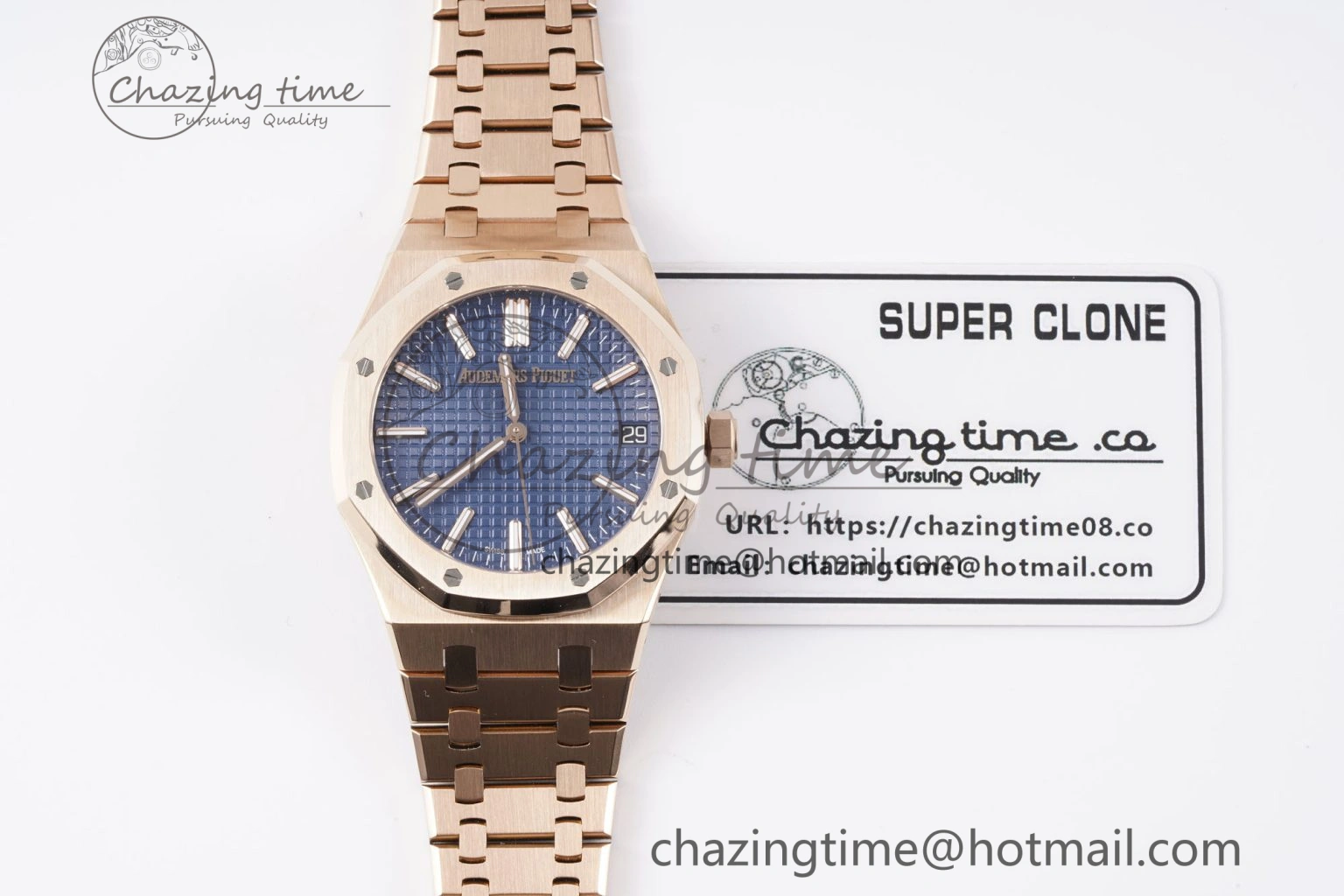 OdorResistant Royal Oak 41mm 15510 “50th Anniversary” RG APSF 1:1 Best Edition Blue Dial on RG Bracelet SA4302 Super Clone 4593