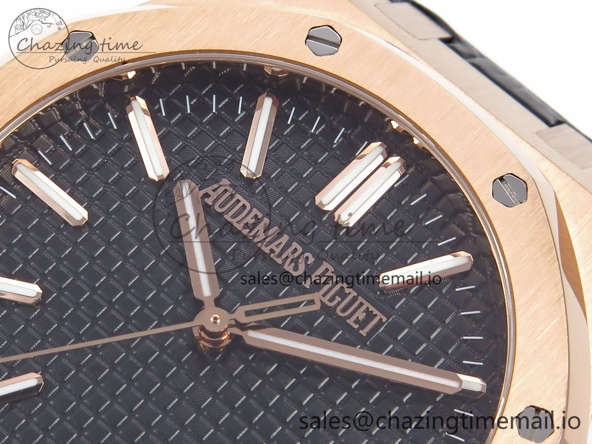 Stretchable Royal Oak 41mm 15510 “50th Anniversary” RG IPF 1:1 Best Edition Black Textured Dial on Black Leather Strap SA4302 Super Clone 4381