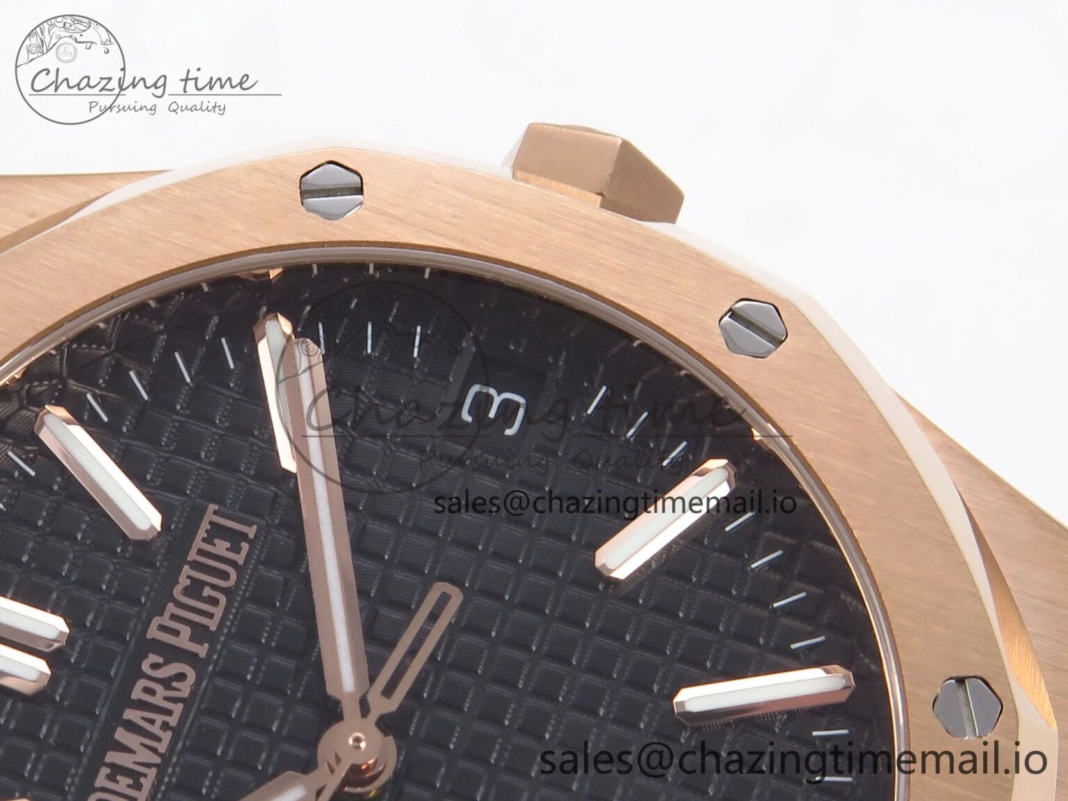 Stretchable Royal Oak 41mm 15510 “50th Anniversary” RG IPF 1:1 Best Edition Black Textured Dial on Black Leather Strap SA4302 Super Clone 4381