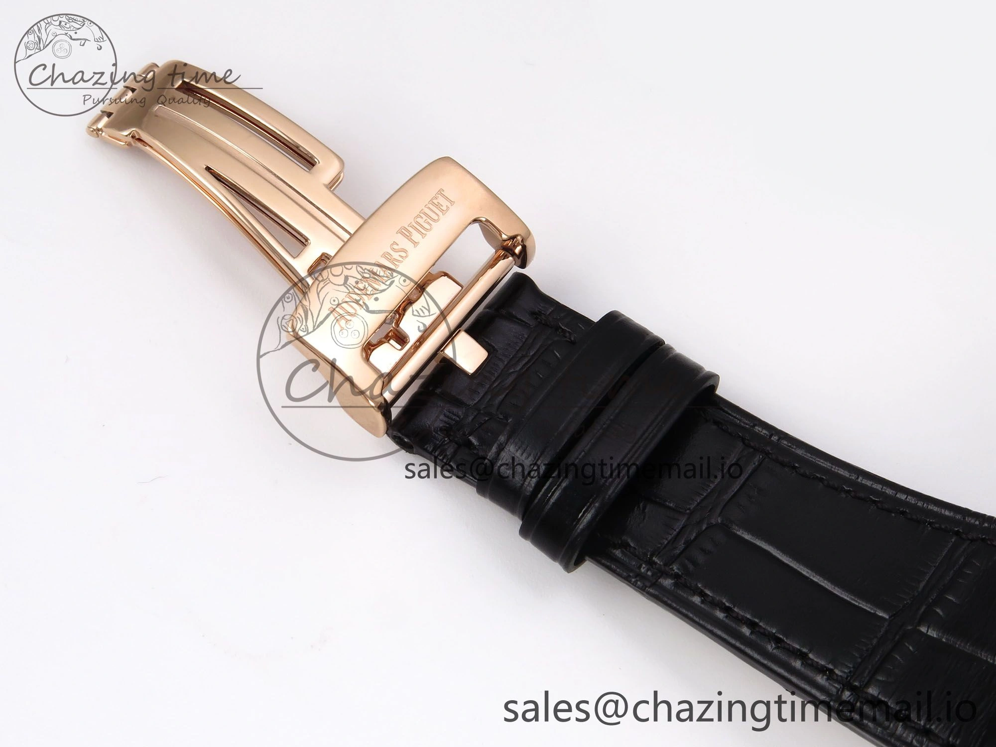 Stretchable Royal Oak 41mm 15510 “50th Anniversary” RG IPF 1:1 Best Edition Black Textured Dial on Black Leather Strap SA4302 Super Clone 4381