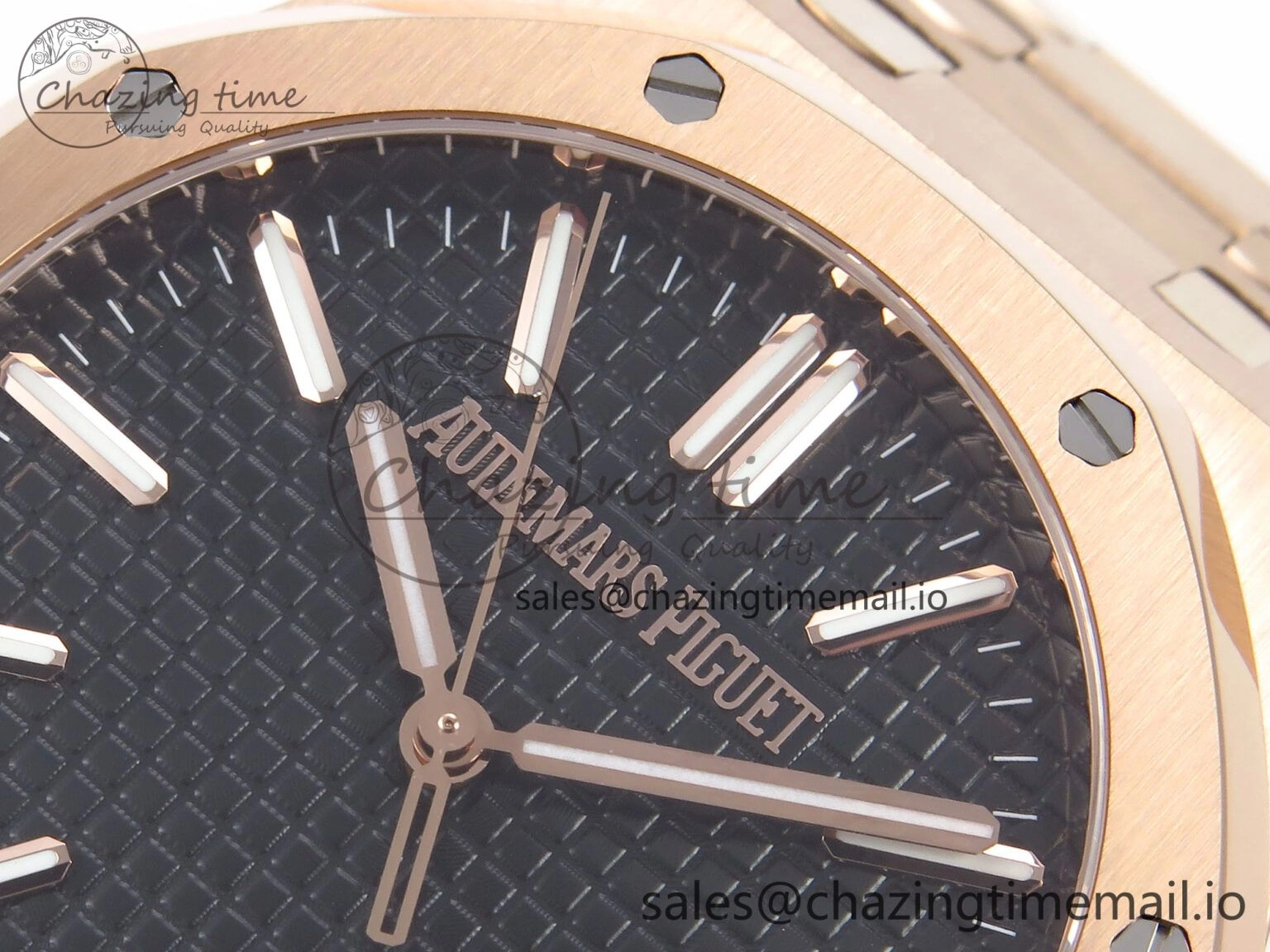 Royal Oak 41mm 15510 “50th Anniversary” RG IPF 1:1 Best Edition Black Textured Dial on RG Bracelet SA4302 Super Clone Refined 4382