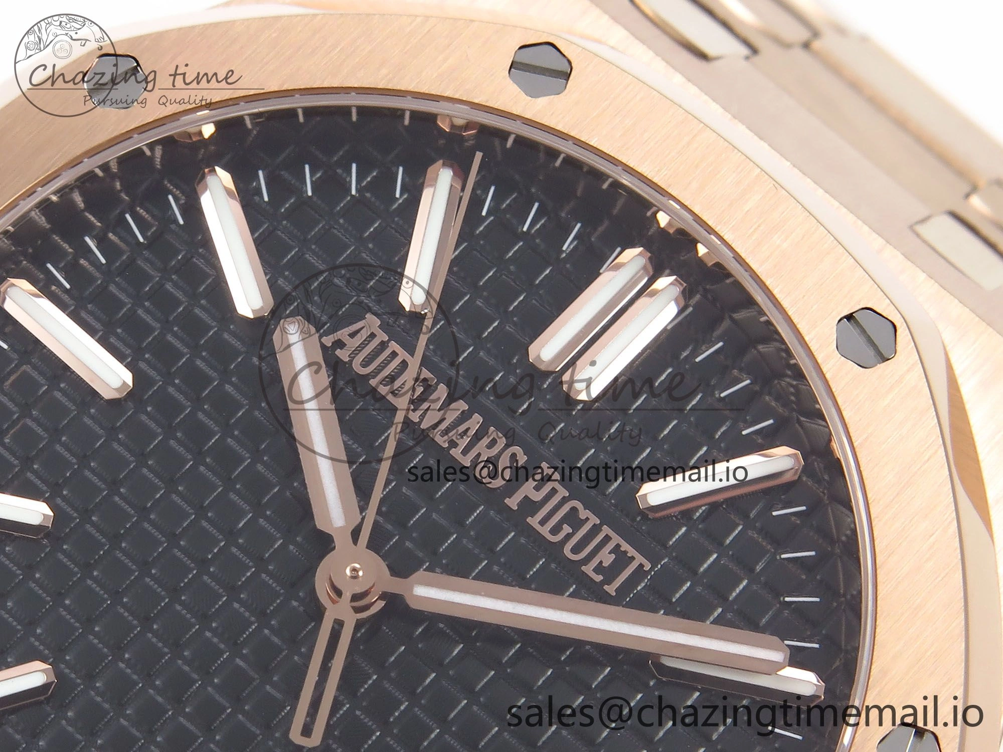 Royal Oak 41mm 15510 “50th Anniversary” RG IPF 1:1 Best Edition Black Textured Dial on RG Bracelet SA4302 Super Clone Refined 4382