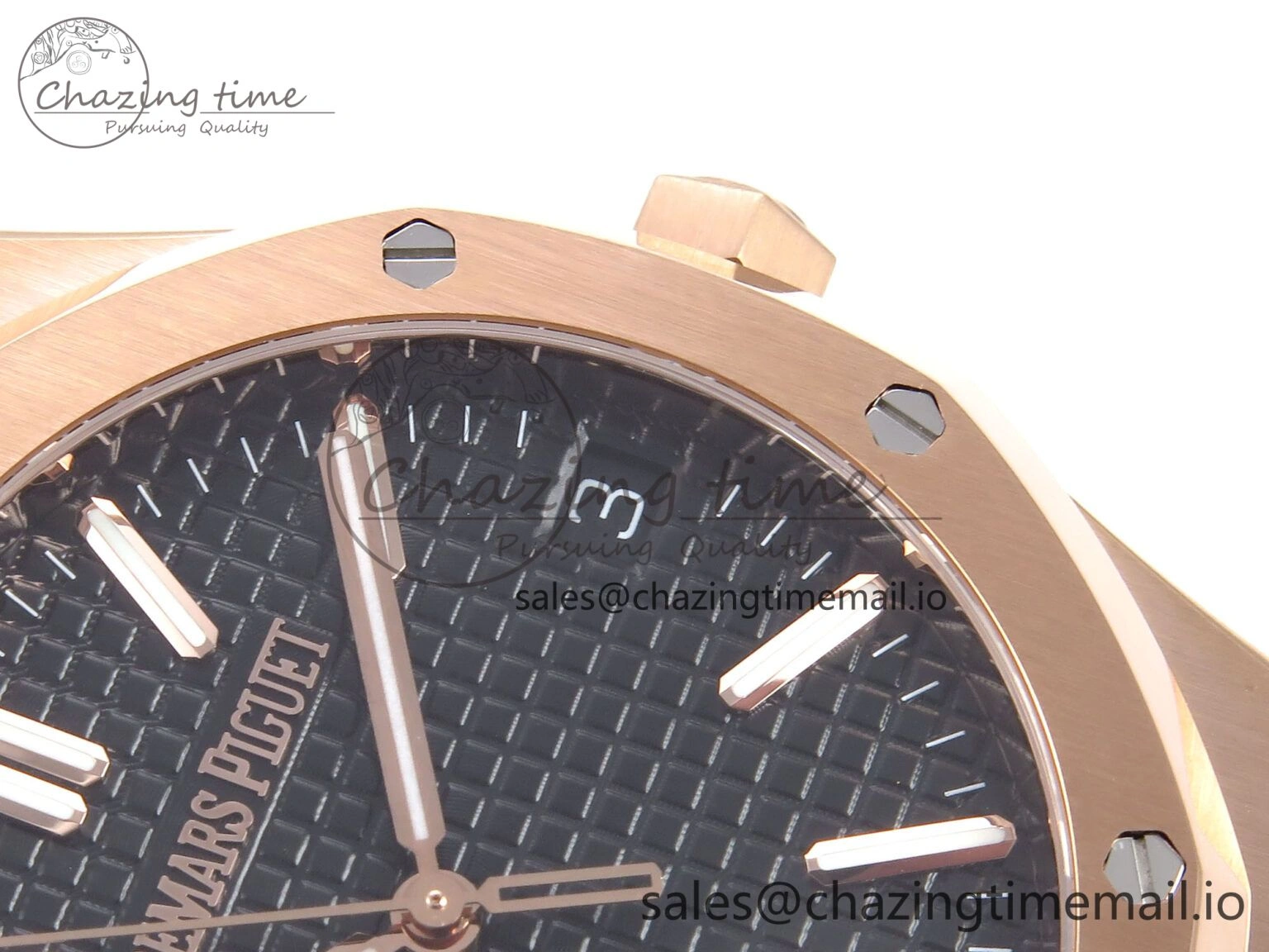 Royal Oak 41mm 15510 “50th Anniversary” RG IPF 1:1 Best Edition Black Textured Dial on RG Bracelet SA4302 Super Clone Refined 4382