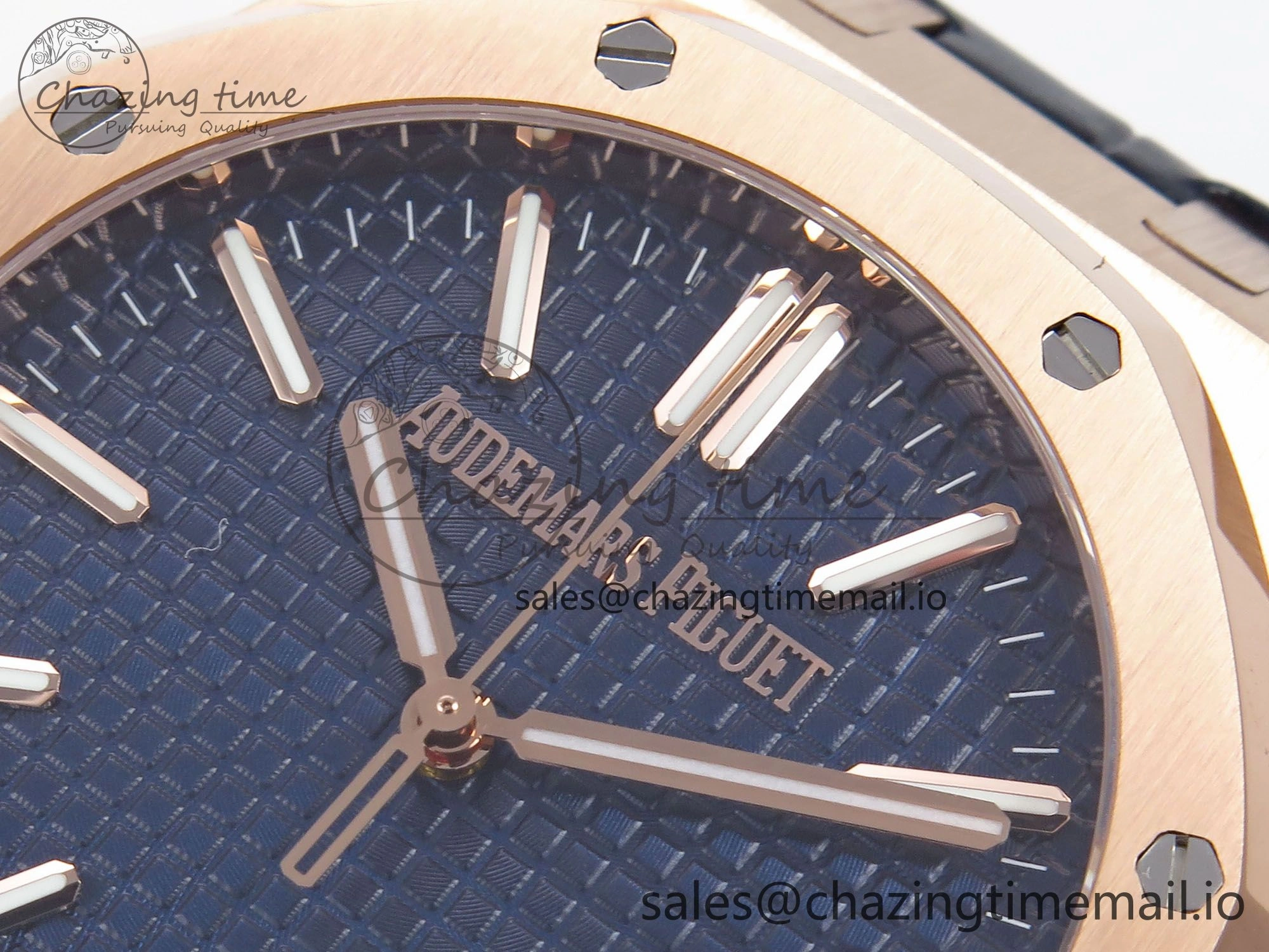 Trendy Royal Oak 41mm 15510 “50th Anniversary” RG IPF 1:1 Best Edition Blue Textured Dial on Blue Leather Strap SA4302 Super Clone 4380