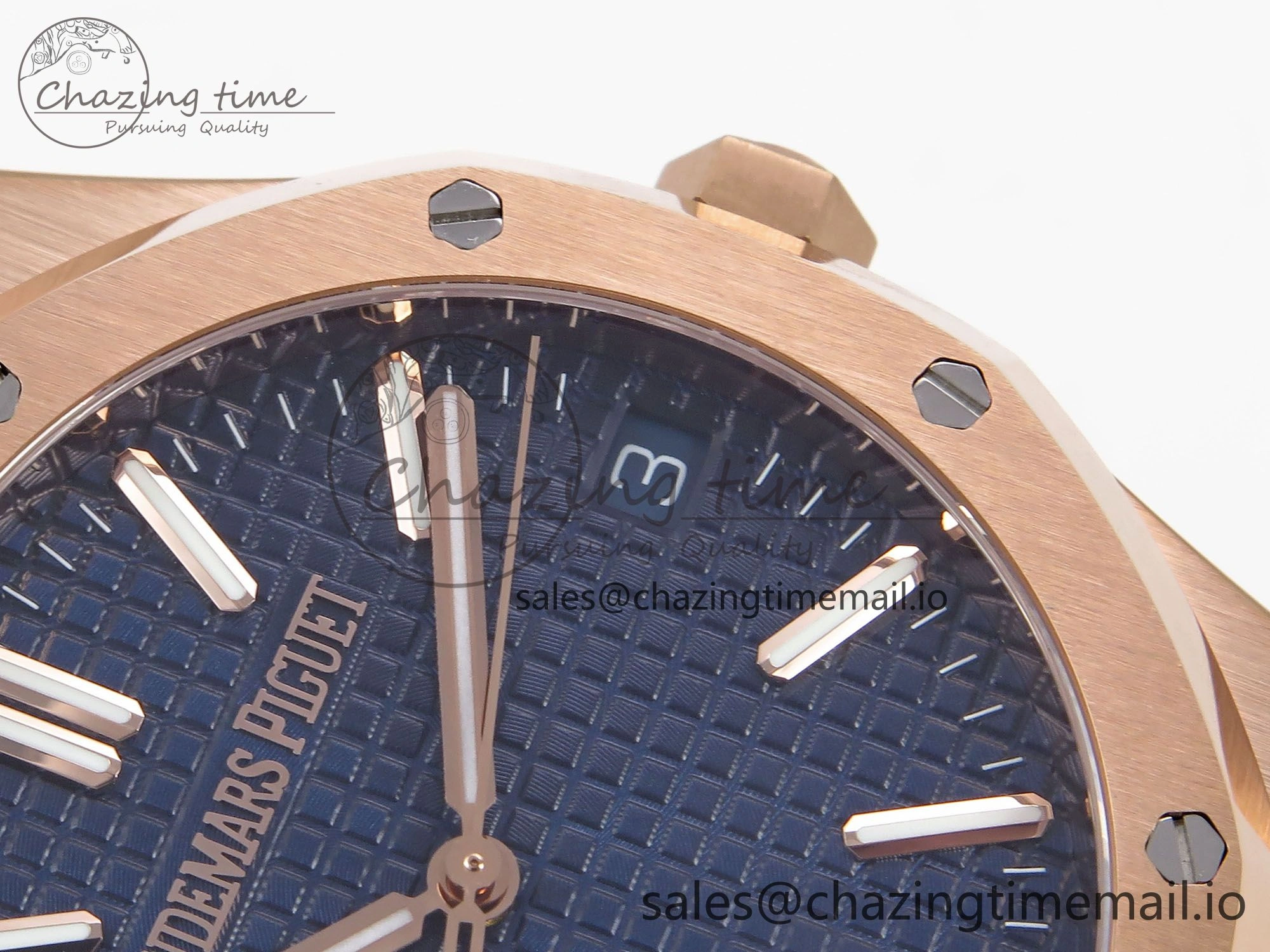 Trendy Royal Oak 41mm 15510 “50th Anniversary” RG IPF 1:1 Best Edition Blue Textured Dial on Blue Leather Strap SA4302 Super Clone 4380