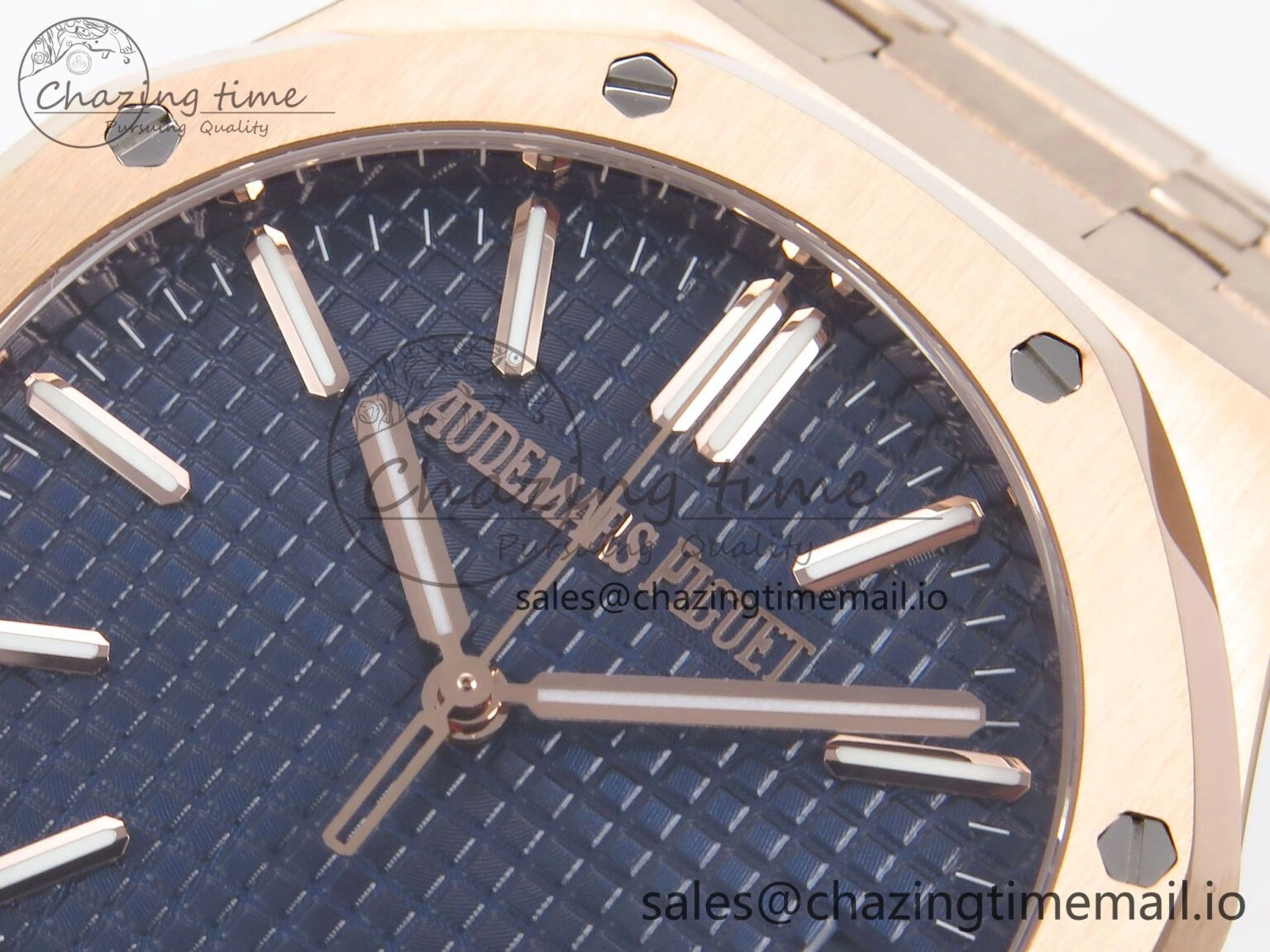 RelaxedFit Royal Oak 41mm 15510 “50th Anniversary” RG IPF 1:1 Best Edition Blue Textured Dial on RG Bracelet SA4302 Super Clone 4383