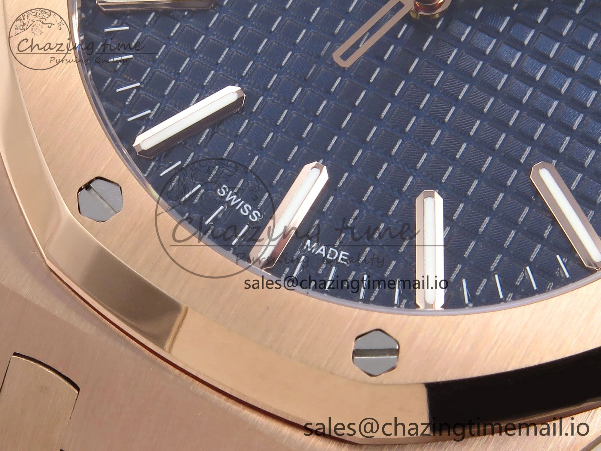RelaxedFit Royal Oak 41mm 15510 “50th Anniversary” RG IPF 1:1 Best Edition Blue Textured Dial on RG Bracelet SA4302 Super Clone 4383