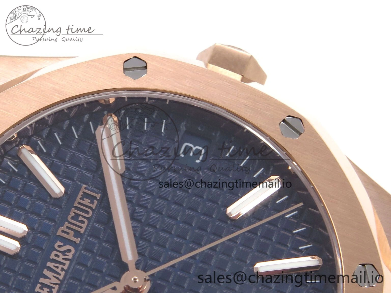 RelaxedFit Royal Oak 41mm 15510 “50th Anniversary” RG IPF 1:1 Best Edition Blue Textured Dial on RG Bracelet SA4302 Super Clone 4383