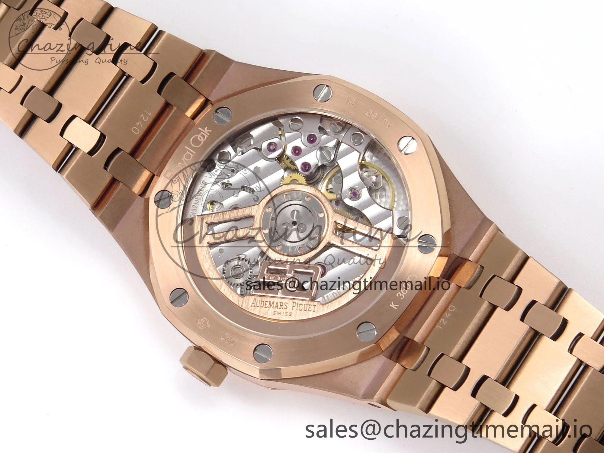 RelaxedFit Royal Oak 41mm 15510 “50th Anniversary” RG IPF 1:1 Best Edition Blue Textured Dial on RG Bracelet SA4302 Super Clone 4383