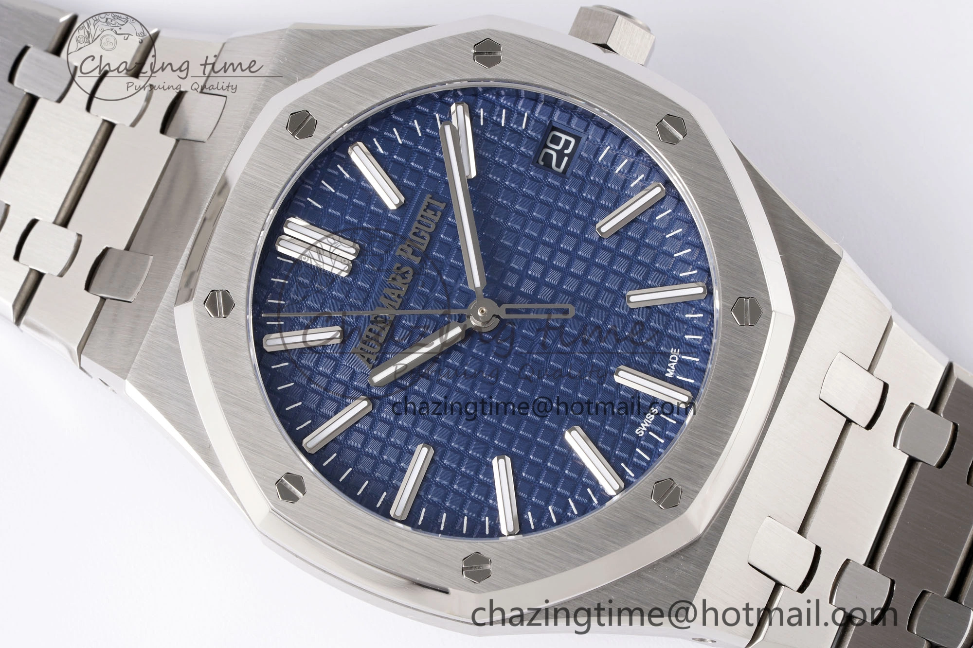 Royal Oak 41mm 15510 “50th Anniversary” SS APSF 1:1 Best Edition Blue Dial on SS Bracelet SA4302 Super Clone TravelReady 4586