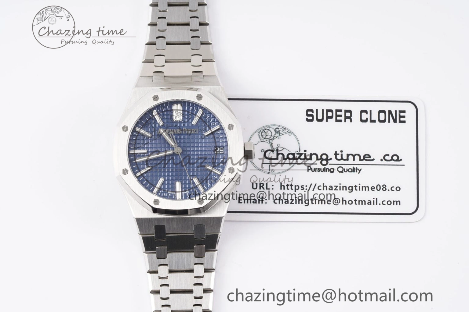 Royal Oak 41mm 15510 “50th Anniversary” SS APSF 1:1 Best Edition Blue Dial on SS Bracelet SA4302 Super Clone TravelReady 4586