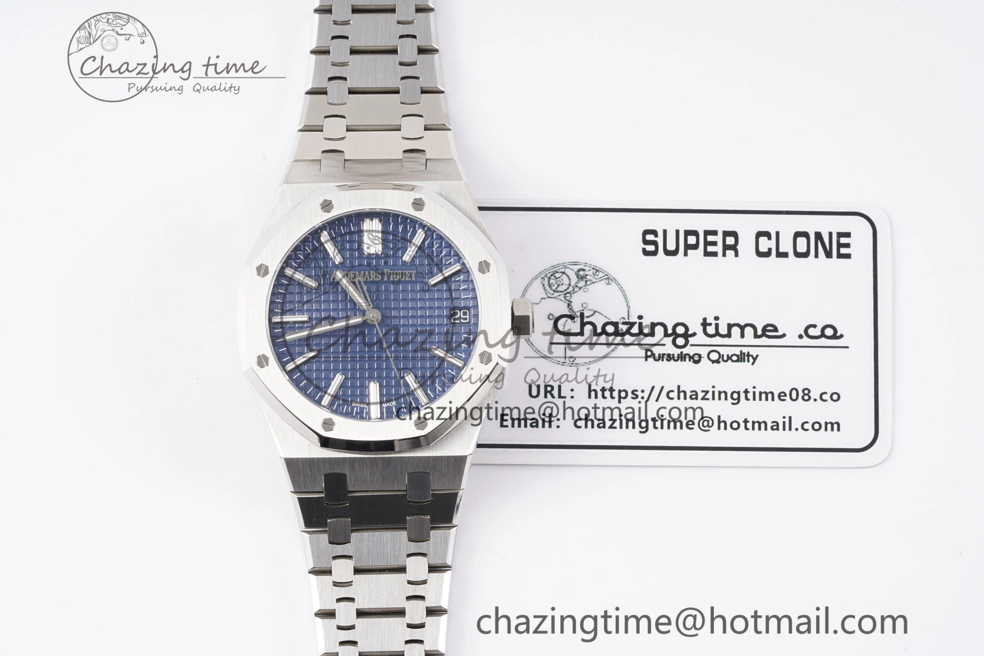 Royal Oak 41mm 15510 “50th Anniversary” SS APSF 1:1 Best Edition Blue Dial on SS Bracelet SA4302 Super Clone TravelReady 4586